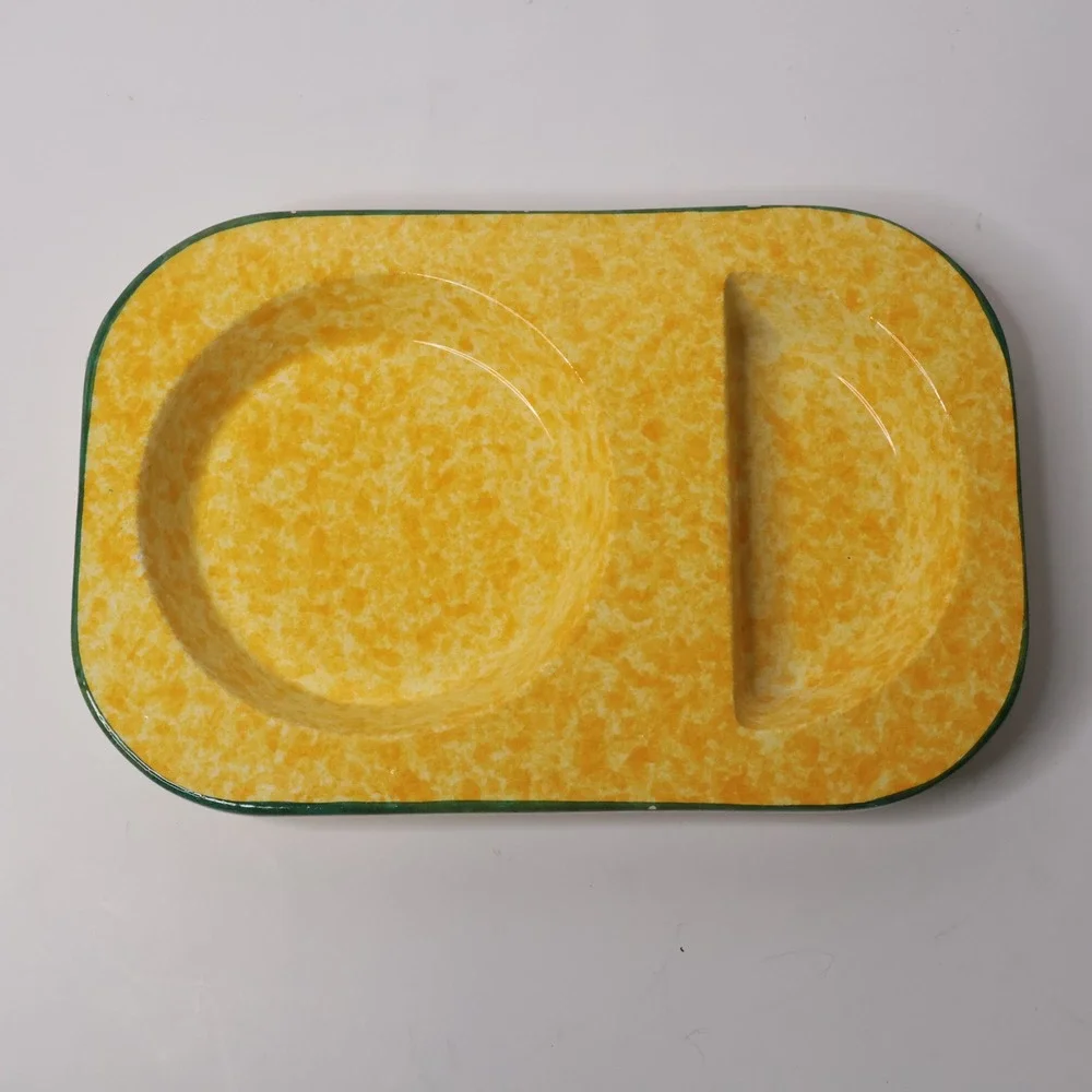 Terra di San Francesco AU Lavorato a Mano Italy‎ Yellow Spongeware Divided Tray